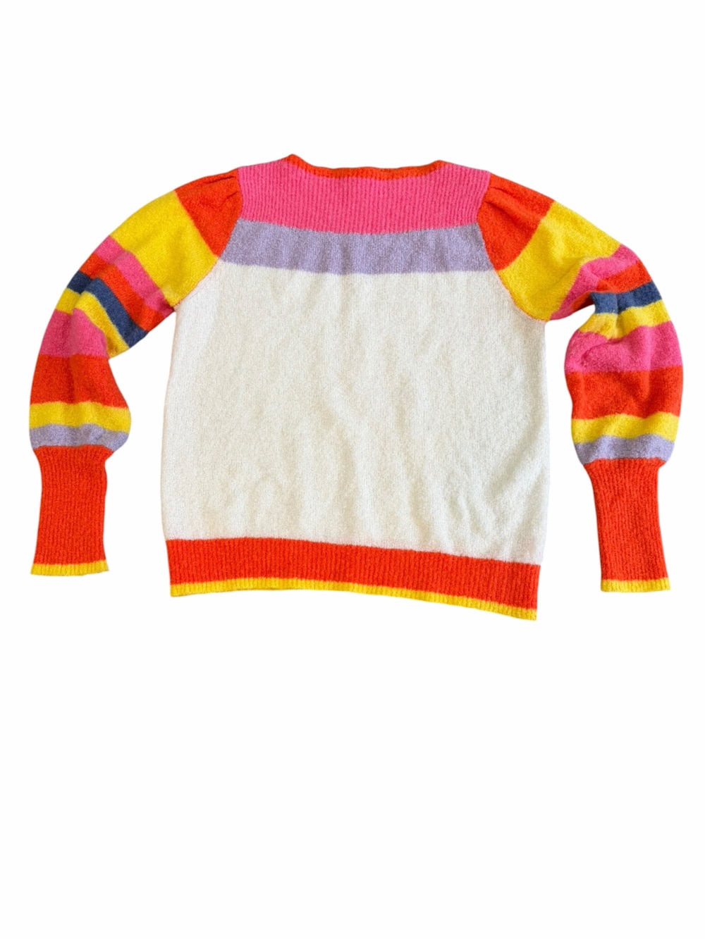 THML Colorblock Crewneck Sweater in White, Pink, Orange & Yellow
